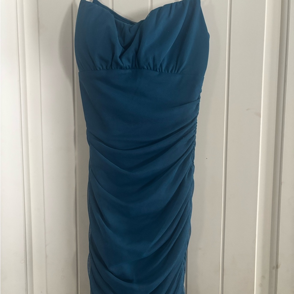 Emerald Sundae Teal Strapless Dress